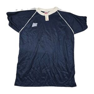 Union Jacks Vintage Men's Size 42-44 Navy‎ Blue Activewear Shirt New
